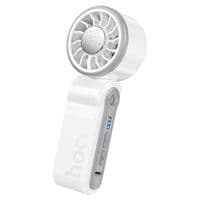 Портативный ручной вентилятор HOCO HX604, 10W, R60мм, 3 режима, встроенный аккумулятор 3000mAh, USB кабель, White, Box