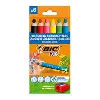 Карандаши цветные Bic Multisurface, 6 шт + строгачка (bc515220)