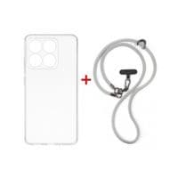 Чохол до мобільного телефона Dengos Case + Cross-body Strap Motorola G17/G17 Power Clear+Grey (DG-KM-CCRB-31)