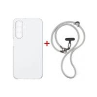 Чохол до мобільного телефона Dengos Case + Cross-body Strap Samsung Galaxy A37 Clear+Grey (DG-KM-CCRB-05)