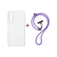 Чехол для мобильного телефона Dengos Case + Cross-body Strap Samsung Galaxy A37 Clear+Purple (DG-KM-CCRB-06)