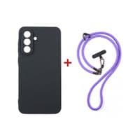 Чохол до мобільного телефона Dengos Case + Cross-body Strap Samsung Galaxy A57 Black+Purple (DG-KM-CCRB-10)