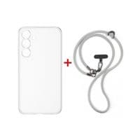 Чохол до мобільного телефона Dengos Case + Cross-body Strap Samsung Galaxy S25 FE Clear+Grey (DG-KM-CCRB-26)