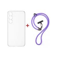 Чохол до мобільного телефона Dengos Case + Cross-body Strap Samsung Galaxy S25 FE Clear+Purple (DG-KM-CCRB-27)