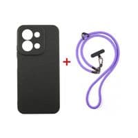 Чехол для мобильного телефона Dengos Case + Cross-body Strap Xiaomi Redmi 15C Black+Purple (DG-KM-CCRB-48)