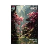 Календарь Buromax настенный А2 2027 год, 1 пружина, Fairytale landscapes (BM.210651)
