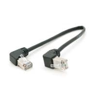 Патч-корд литий FTP, RJ45 (кутовий/кутовий), екранований, FTP5e 0.29m, patch D=4.9mm AWG26 2x90 CU, DC 2-12 V, чорний, Q200