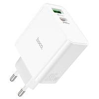 Зарядний пристрій HOCO C113A 110-240V, PD65W+Q3.0, USB+Type-C, білий, коробка