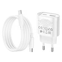 Набір СЗУ HOCO C109A + кабель Type-C/Type-C, 1xUSB+1xUSB-C, PD20W+QC3.0, кабель 1м, White, Box