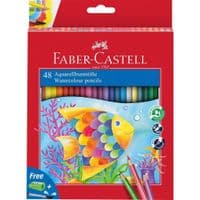 Карандаши цветные Faber-Castell акварельные,48 цветов со стругачкой и кисточкой, 114448 (25452)