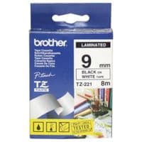 Термо-лента Brother 9mm ламинированная, черный на белом
