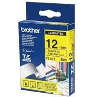 Термо-лента Brother 12mm ламинированная, черный на желтом