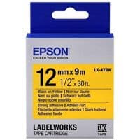 Картридж с лентой Epson LK4YBW9 принтеров LW-300/400/400VP/700 Strng adh Blk/Yell 12mm/9m
