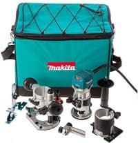 Фрезерный станок Makita RT0702CX2 мощностью 710 Вт, диаметр сверления 6-8 мм, скорость вращения 10000-34000 об/мин, вес 1,8 кг.
