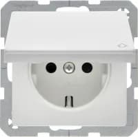 Розетка с з/к, крышка, защ. контактов, 16А/250В, пол. белизна, Q.x
