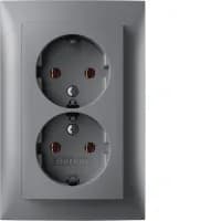 Розетка с з/к 2X цельная, алюиний 16А/250В S.1