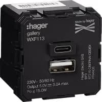 Розетка 1xUSB-A, 1xUSB-C, 3А, Gallery