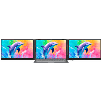 Монітор Blackview DCM8Pro Dual Screen 15.3 дюймів 1920x1200 16:9 LCD 60Hz IPS 178 USB-C 3.1x3 Type C PD3.0 FCx1 364.4x237.43x21mm Два екрани можна підсвічувати лише одним кабелем, підключеним до комп'ютера Сірий Чорний