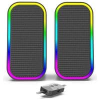 Колонки ColorWay "Aura 2.0", Dark Grey, 6 Вт (2x3 Вт), Bluetooth 5.4/3.5 мм, RGB підсвічування, живлення від USB (1.4 м), дротовий пульт керування (CW-SPU02GR)