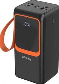 Універсальна мобільна батарея 50000 mAh, ColorWay "PowerView", Black, 22.5 Вт, 1xType-C (PD3.0) / 4xUSB (QC4.0), вбуд. кабель Type-C / Lightning, цифровий LED дисплей, LED ліхтарик (CW-PB500LP02BK)