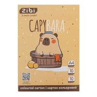 Кольоровий картон ZiBi CAPYBARA, А4, 10 кольорів - 10 аркушів (ZB.1950-18)