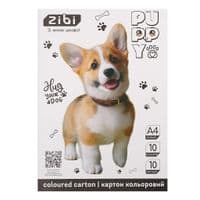 Кольоровий картон ZiBi CATS&DOGS, А4, 10 кольорів - 10 аркушів (ZB.1950-22)