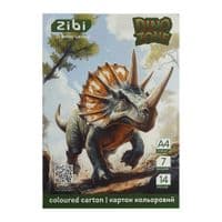 Кольоровий картон ZiBi DINO, А4, 7 кольорів - 14 аркушів (ZB.1951-16)