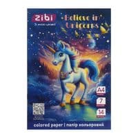 Кольоровий папір ZiBi UNICORN, А4, 14 аркушів, 7 кольорів (ZB.1901-07)