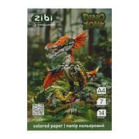 Кольоровий папір ZiBi DINO, А4, 14 аркушів, 7 кольорів (ZB.1901-16)