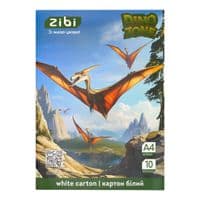 Білий картон ZiBi DINO, А4, 10 аркушів (ZB.1990-16)
