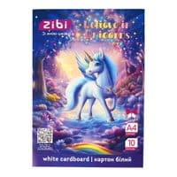 Білий картон ZiBi крейдований двосторонній UNICORN, А4, 10 аркушів (ZB.1991-07)
