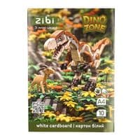 Білий картон ZiBi крейдований двосторонній DINO, А4, 10 аркушів (ZB.1991-16)