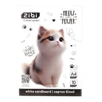 Білий картон ZiBi крейдований двосторонній CATS&DOGS, А4, 10 аркушів (ZB.1991-22)
