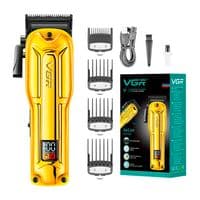 Триммер VGR V-138, 4 насадки, LED display, 7000 RPM, аккумулятор 2500mAh, Gold, Box