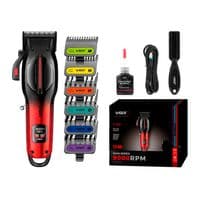 Триммер VGR V-026, 6 насадок, LED display, 9000 RPM, акумулятор 2500mAh, Black / Red, Box