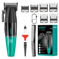 Тример VGR V-003, 6 насадок, регулятор висоти, LED display, 9000 RPM, акумулятор 2500mAh, Black/Green, Box