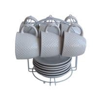 Набір чашок Vittora Elegance 6 чашок з блюдцями на підставці (VT-P-5303)