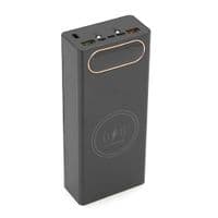 Зовнішній акумулятор Voltronic L16 під 16х18650, Бездротова зарядка, Цифровий дисплей, Вихідна потужність: 22.5+15W, USB+USB-C, ПВХ, фонарь, Чорний, КОРОБКА