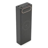 Зовнішній акумулятор Voltronic L20 під 20х18650, Бездротова зарядка, Цифровий дисплей, Вихідна потужність: 22.5+15W, USB+USB-C, ПВХ, фонарь, Чорний, КОРОБКА
