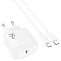 Набор СЗУ HOCO NCS53+кабель Type-C / Type-C, 1xUSB-C, PD25W, White, Box