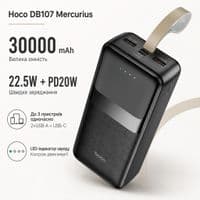Батарея універсальна HOCO 30000mAh DB107 Mercurius 22.5W, PD/20W, Black (716188)