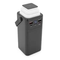 Зовнішній акумулятор XO-PR286 80000mAh, три входи та шість виходів, постачається з чотирма кабелями + підсвічуванням, швидка зарядка для мобільних пристроїв, PD20W, QC22.5W, пластик, чорний