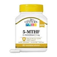 Витаминно-минеральный комплекс 21st Century Methylfolat, 1 mg, 5-MTHF, L-Methylfolate, 60 vegetaryanskych kapsul (CEN28125)