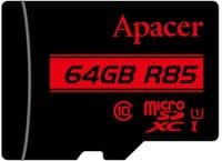 карта памяти APACER microSDXC 64GB UHS-I U1+adapter (R85MB/s)