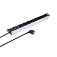 Блок розеток (8xSchuko), вимикач, 1U, кабель 2м KD-PDU-GM-1U-P8