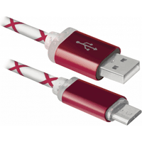 Дата кабель Defender USB08-03LT USB - Micro USB, RedLED backlight, 1m (87556)