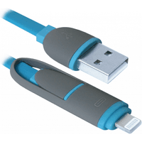 Дата кабель Defender USB10-03BP USB - Micro USB/Lightning, blue, 1m (87487)