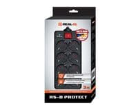 Мережевий фільтр живлення REAL-EL REAL-EL RS-8 PROTECT, 3m, black (EL122300022)