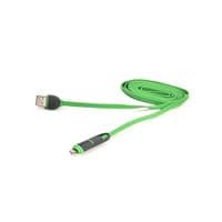 Кабель PowerPlant Quick Charge Flat USB2.0-MicroUSB-Lightning, 2м Green (CA910502)