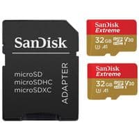 Карта памяти SanDisk Extreme microSDHC 32GB + SD Adapter for Action Sports Cameras - Twin Pack